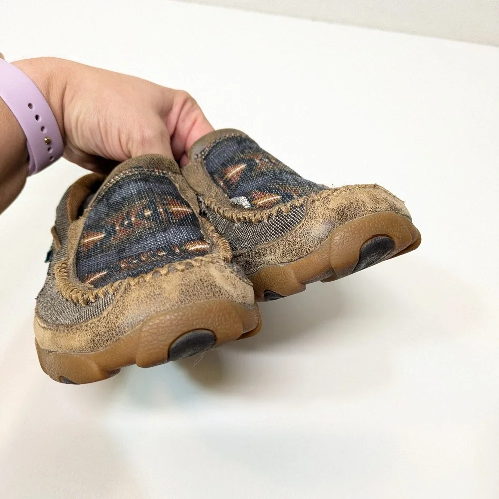 Twisted X Youth 4M Driving Mocs Southwestern Western Leather EcoTWX Loafers